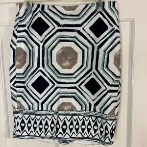 LOFT Geometric Pencil Skirt - Black, White, Brown